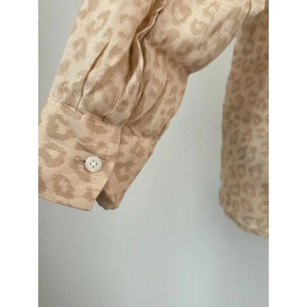 Gap 100% Linen Animal Print Shirt Women's Size Small New Neutral Classic N64 - Picture 14 of 14